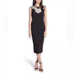 Ted Baker Black Dress with Gold Embroidery